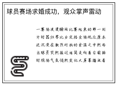 球员赛场求婚成功，观众掌声雷动